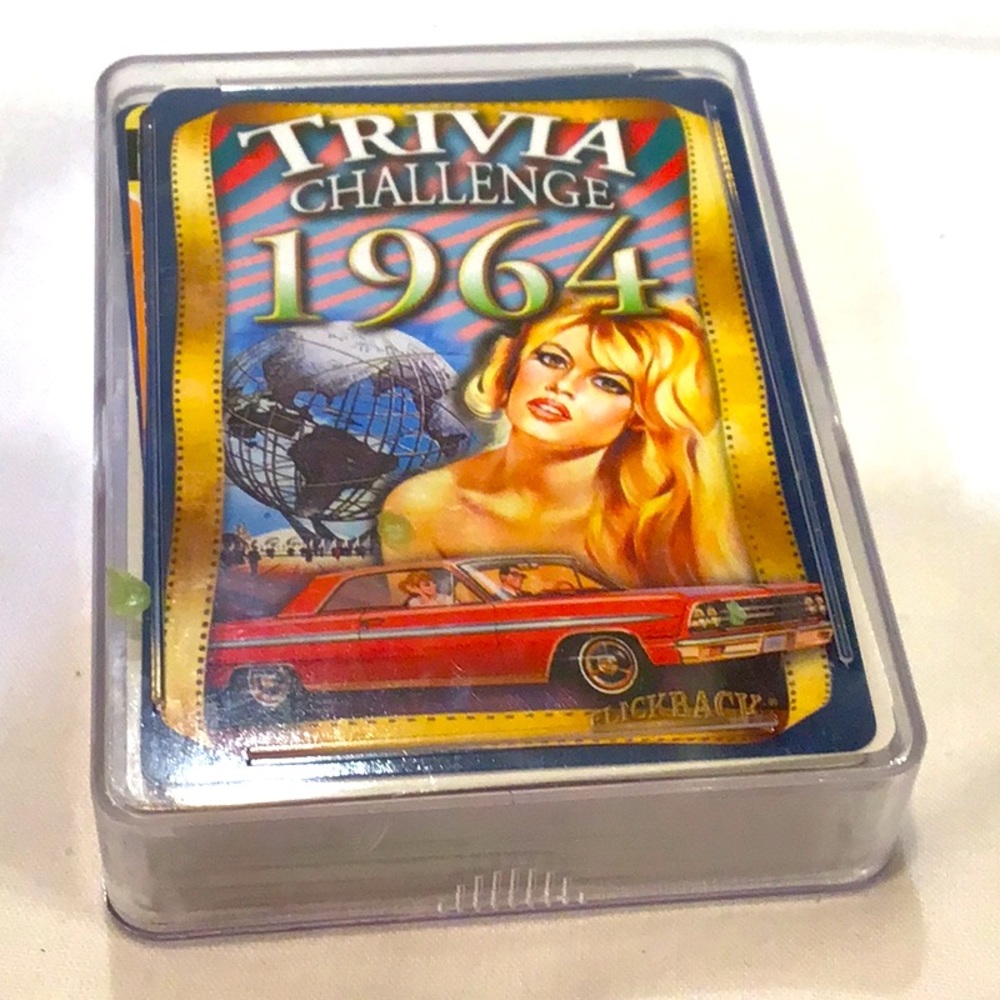 Trivia deck of cards 1964 in plastic case.